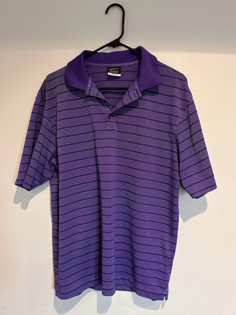 Men's Purple Striped NikeGolf dri fit Golf Polo Shirt  size M Nike
